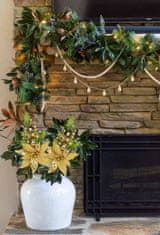 Nikcorp Set okrasnih božičnih cvetov 2 kosa, zlata bleščeča dekoracija za jelko in aranžmaje, umetna roža 28x50 cm