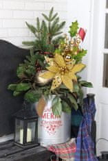 Nikcorp Set okrasnih božičnih cvetov 2 kosa, zlata bleščeča dekoracija za jelko in aranžmaje, umetna roža 28x50 cm