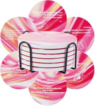 Nikcorp Komplet 6 keramičnih podstavkov za skodelice roza barve z motivom Taylor Swift, premer 10,5 cm, idealno darilo