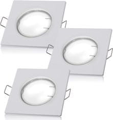 Nikcorp Komplet 3 vgradnih LED reflektorjev 3W, zatemnilni, stropna svetilka, 230V, 8x8 cm, bela barva, kot snopa 120°