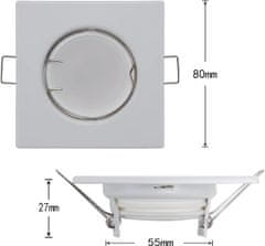 Nikcorp Komplet 3 vgradnih LED reflektorjev 3W, zatemnilni, stropna svetilka, 230V, 8x8 cm, bela barva, kot snopa 120°