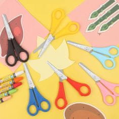 Nikcorp Otroške škarje z ravnilom 2v1, 6 kosov, varne, s tupo konico, za ustvarjanje in šolo, 13 cm, barvne