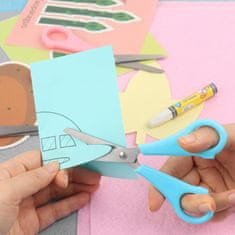 Nikcorp Otroške škarje z ravnilom 2v1, 6 kosov, varne, s tupo konico, za ustvarjanje in šolo, 13 cm, barvne