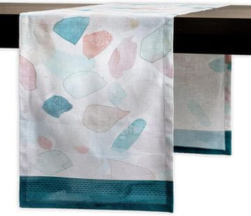 Nikcorp Namizni tekač 183x37 cm iz 100% bombaža z akvarelnim vzorcem | Dekorativni pralni pogrinjek za jedilno mizo