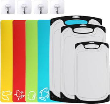 shumee Antibakterijske deske za rezanje s kavlji, komplet 11 kosov