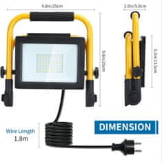 Nikcorp Prenosni LED reflektor 30W z vrtljivo glavo | 2740lm 6500K hladno bela svetloba | Delovna luč za delavnico in zunaj