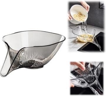 Nikcorp Komplet 3 odtočnih posod za sadje in zelenjavo z lijakom, krpo in rokavicami | Večnamenski kuhinjski cedilni set