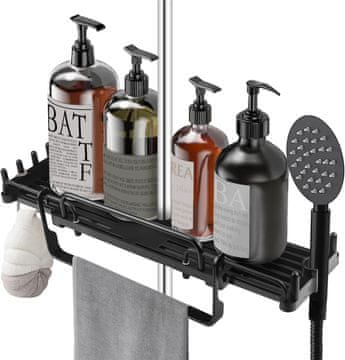 shumee ELNLE polica za tuš brez vrtanja, teleskopska, nastavljiva višina