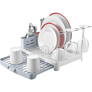shumee Odcejalnik za posodo z držalom za jedilni pribor, zložljiv, 42 cm x 29 cm