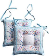 Nikcorp Komplet 2 sedežnih blazin 40x40 cm, bombažna prevleka z motivom rož in metuljev, pralno v pralnem stroju