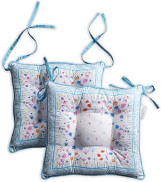 Nikcorp Komplet 2 sedežnih blazin 40x40 cm, bombažna prevleka z motivom rož in metuljev, pralno v pralnem stroju