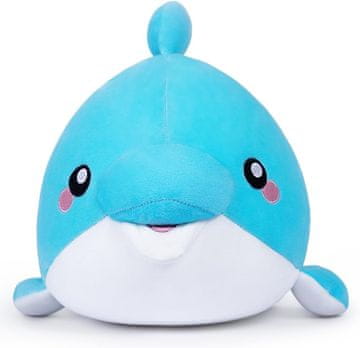 Nikcorp Plišasta igrača modri delfin 25 cm, mehka blazina v obliki morske živali, okrasna igrača za otroke, darilo za rojstni dan