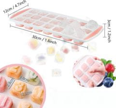 Nikcorp Komplet 4 silikonskih modelčkov za led s pokrovi za 84 kock v obliki src, črk in številk, zložljivi in večnamenski