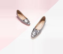 Nikcorp Ženski usnjeni salonarji z nizko peto in zaponko, sivi natikači, velikost 37 EU