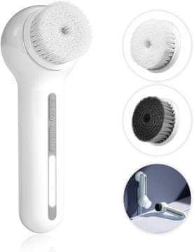 shumee 2-v-1 krtačka za čiščenje obraza, 6 načinov, USB, IPX5, bela