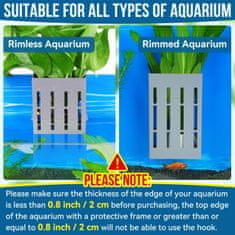 Nikcorp Komplet 4 sivih držal za akvarijske rastline | Viseči lonček za gojenje vodnih rastlin s priseski in kavlji 8 cm