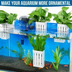 Nikcorp Komplet 2 belih nosilcev za akvarijske rastline, viseči lonček za gojenje vodnih rastlin, PP plastika, 7,9x5,1x12,7 cm