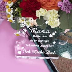 Nikcorp Gravirana akrilna dekoracija sestavljanka z napisom | Darilo za mamo za materinski dan, rojstni dan | Prozorna 8,5x7 cm