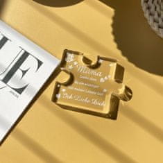 Nikcorp Gravirana akrilna dekoracija sestavljanka z napisom | Darilo za mamo za materinski dan, rojstni dan | Prozorna 8,5x7 cm