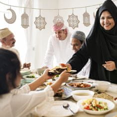 Nikcorp Leseni viseči okraski za ramadan in Eid | Komplet 7 kosov praznične dekoracije za dom | Naravni les, rjava barva