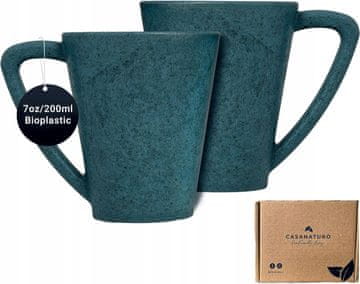 Nikcorp Komplet 2 modrih skodelic za kavo 200 ml iz borovega lesa, ekološke, nelomljive, brez BPA, primerne za mikrovalovno pečico