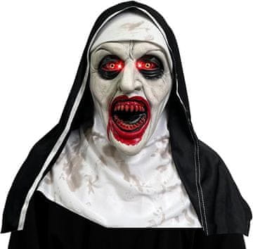 shumee Noč čarovnic Latex Nun maska z žarečimi očmi Cosplay