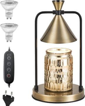 Nikcorp Električna dišeča svetilka za segrevanje sveč z zatemnilnikom in časovnikom, zlata | Grelnik in topilnik voska