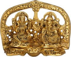 Nikcorp Kip indijskega boga Ganesha Lakshmi v zlati barvi, aluminijasta dekoracija za dom, pisarno ali darilo, 14,6 x 11,4 cm