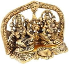 Nikcorp Kip indijskega boga Ganesha Lakshmi v zlati barvi, aluminijasta dekoracija za dom, pisarno ali darilo, 14,6 x 11,4 cm