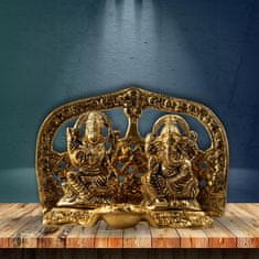 Nikcorp Kip indijskega boga Ganesha Lakshmi v zlati barvi, aluminijasta dekoracija za dom, pisarno ali darilo, 14,6 x 11,4 cm