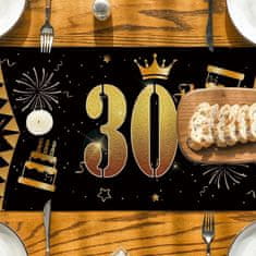 Nikcorp Namizni tekač za 30. rojstni dan črno zlat 40x140 cm | Dekoracija mize za zabavo | Pralni poliester za 2-4 osebe