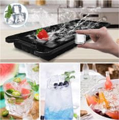 Nikcorp Silikonski model za led s pokrovom 3 kosi, 108 kock | Kalup za ledene kocke za koktajle in pijače, črn komplet