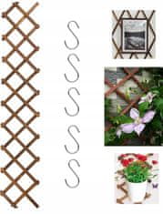 Nikcorp Lesena raztegljiva vrtna mreža 180x33 cm | Opora za plezalke in rože | Pergola za vrtno ograjo ali stensko dekoracijo