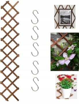 Nikcorp Lesena raztegljiva vrtna mreža 180x33 cm | Opora za plezalke in rože | Pergola za vrtno ograjo ali stensko dekoracijo