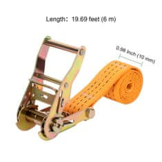 Nikcorp Komplet 10 pritrdilnih trakov z zaponko 6m x 25mm, nosilnost 800 kg, za tovor, prtljago in motorna kolesa, oranžni