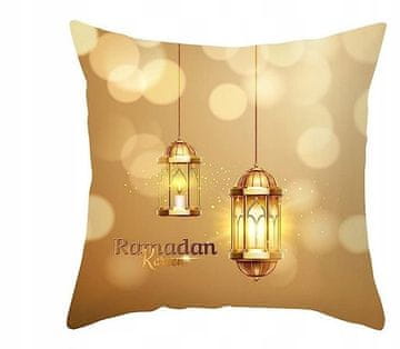 Nikcorp Komplet 2 okrasnih prevlek za blazine 45x45 cm, ramadanska dekoracija z zlatim vzorcem lune in Eida, črna in rumena