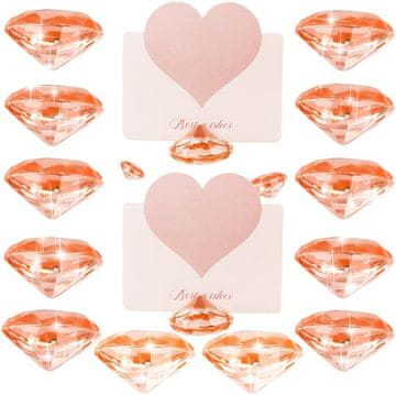 Nikcorp Držalo za vizitke in kartice v obliki diamanta, roza zlato, 12 kosov | Stojalo za številke miz za poroko in zabave