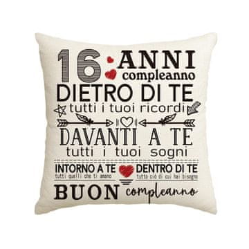 Nikcorp Okrasna prevleka za blazino 45x45 cm za 16. rojstni dan | Dekorativna darilna prevleka za kavč ali posteljo