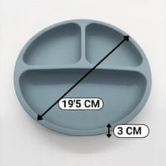 Nikcorp Silikonski krožnik za otroke s predelki in priseski, nedrseč jedilni krožnik za dojenčke in malčke, moder