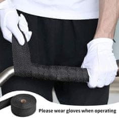 Nikcorp Termoizolacijski trak za izpušne cevi 10 m črn | Toplotna zaščita kolektorja za motor avto z 10 objemkami