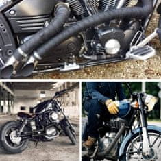 Nikcorp Termoizolacijski trak za izpušne cevi 10 m črn | Toplotna zaščita kolektorja za motor avto z 10 objemkami