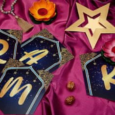 Nikcorp Komplet dekoracij za Ramadan in Eid Mubarak | 10-delni set zlato-črnih girland in transparentov za praznovanje