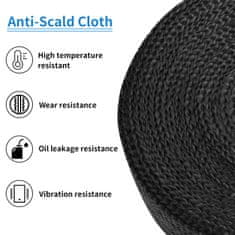 Nikcorp Termoizolacijski trak za izpušne cevi 10 m črn | Toplotna zaščita kolektorja za motor avto z 10 objemkami