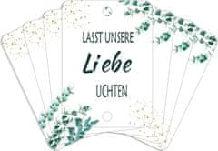 Nikcorp Poročne etikete za hladne ognjemete 60 kosov | Tablice za prskalice z nemškim napisom | Bela dekoracija za poroko