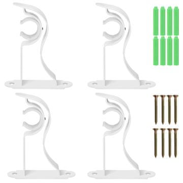 Nikcorp Komplet 6 belih enojnih kovinskih nosilcev za karnise, stenska montaža, primerno za drogove premera 18-22 mm