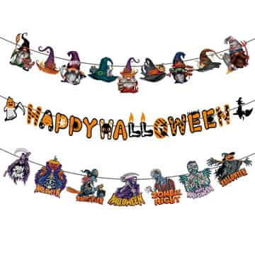 Nikcorp Viseča dekoracija za noč čarovnic, 3 kosi | Girlanda z zombijem in vampirjem | Praznični okraski za zabavo
