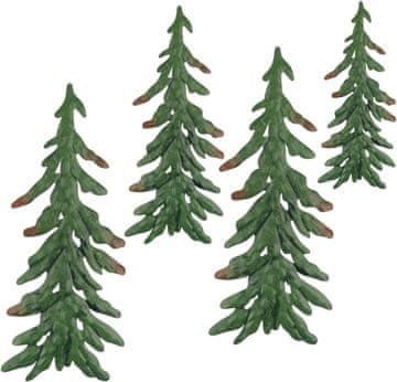 Nikcorp Komplet 4 kovinskih stenskih dekoracij v obliki bora, zeleni božični okraski za jelko, različne velikosti do 36 cm