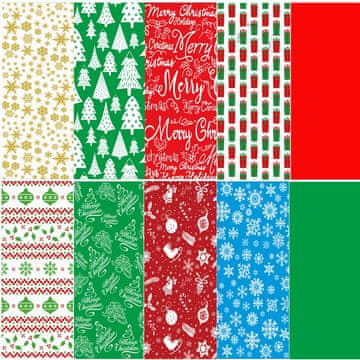 Nikcorp Svileni papir za zavijanje daril 80 listov 50x50 cm | Božični motivi s pisanimi sovami za dekoracijo in ustvarjanje