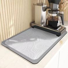 Nikcorp Super vpojna podloga za odcejanje posode 50x40 cm | Hitro sušeča kuhinjska podloga iz diatomejske zemlje, svetlo siva