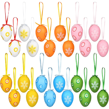 Nikcorp Velikonočna jajca za obešanje 24 kosov, 6 cm | Plastične pisanke, okraski in dekoracija za velikonočne vejice in aranžmaje